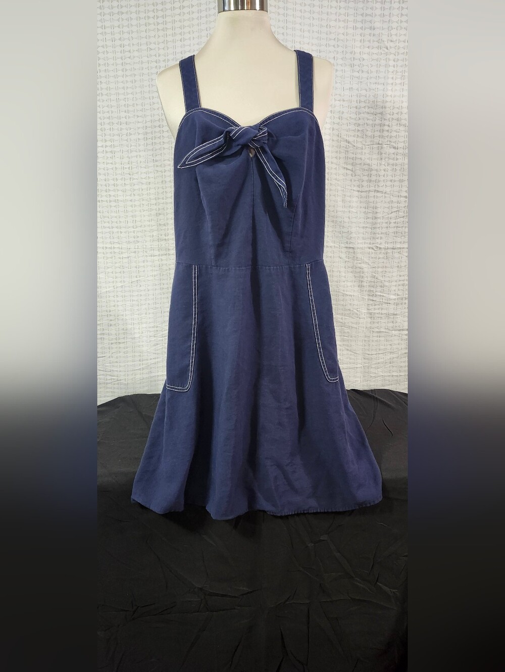 A New Day Navy Blue Sailor Nautical Tie Front Maxi Dress Size 1X